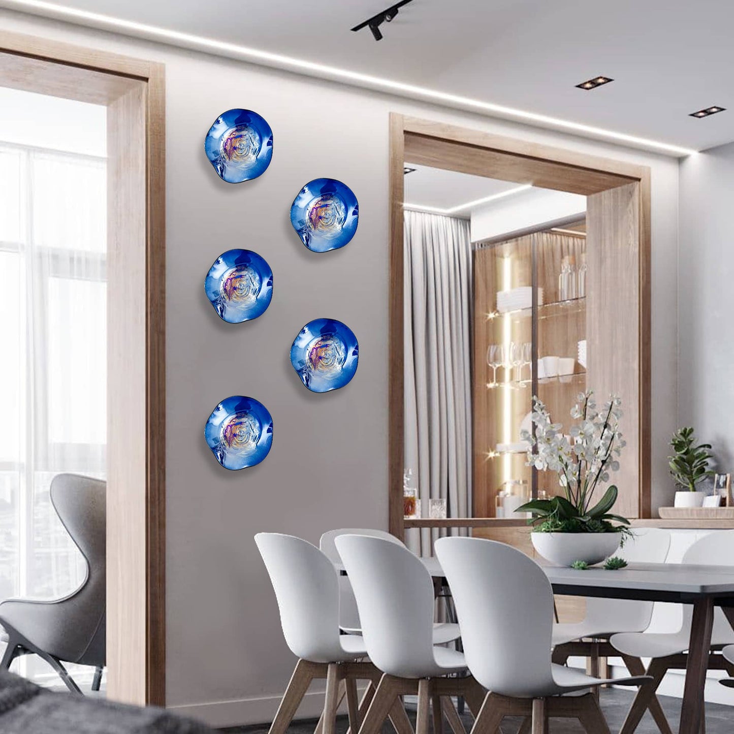 Iridescent Cobalt Murano Glass Wall Plates