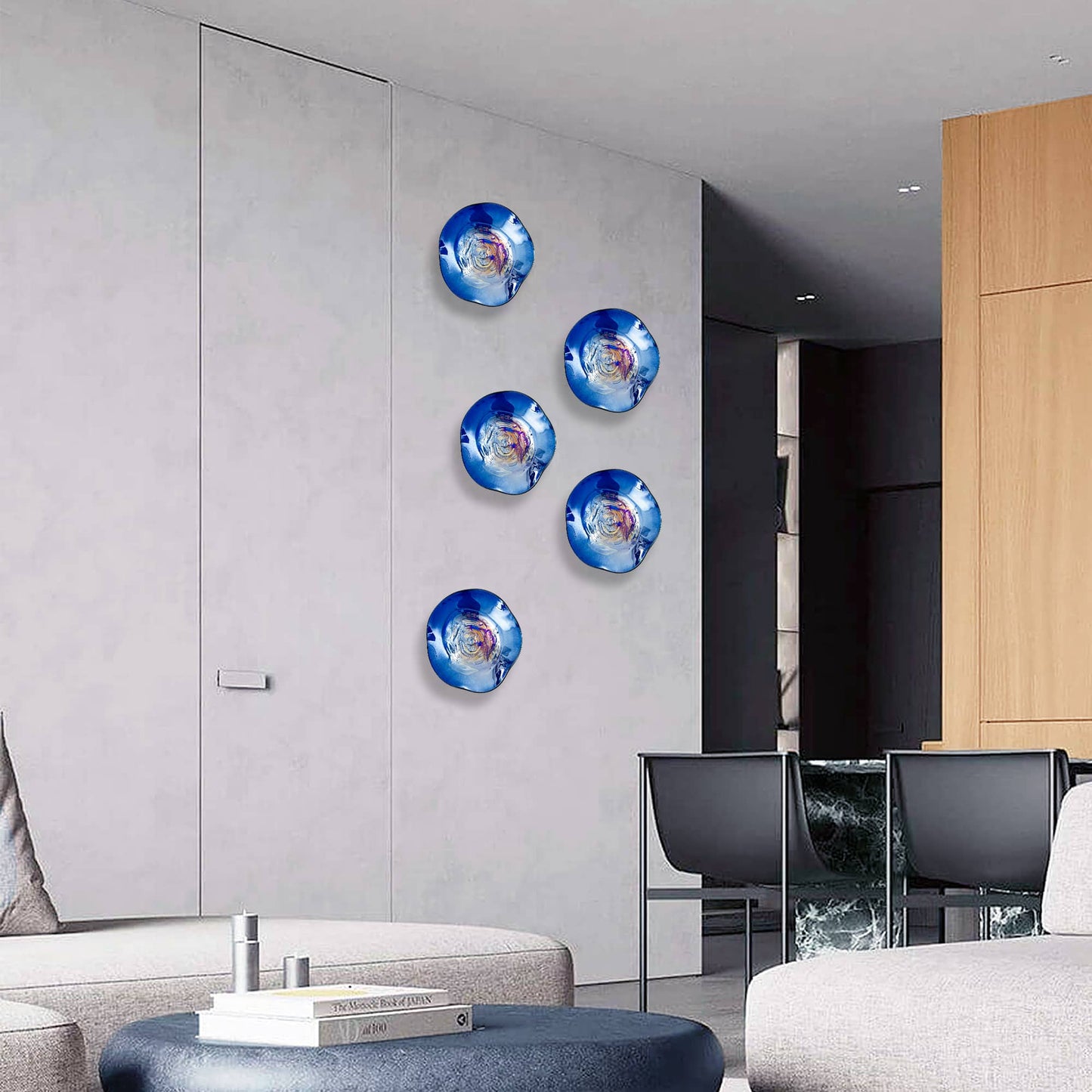 Iridescent Cobalt Murano Glass Wall Plates