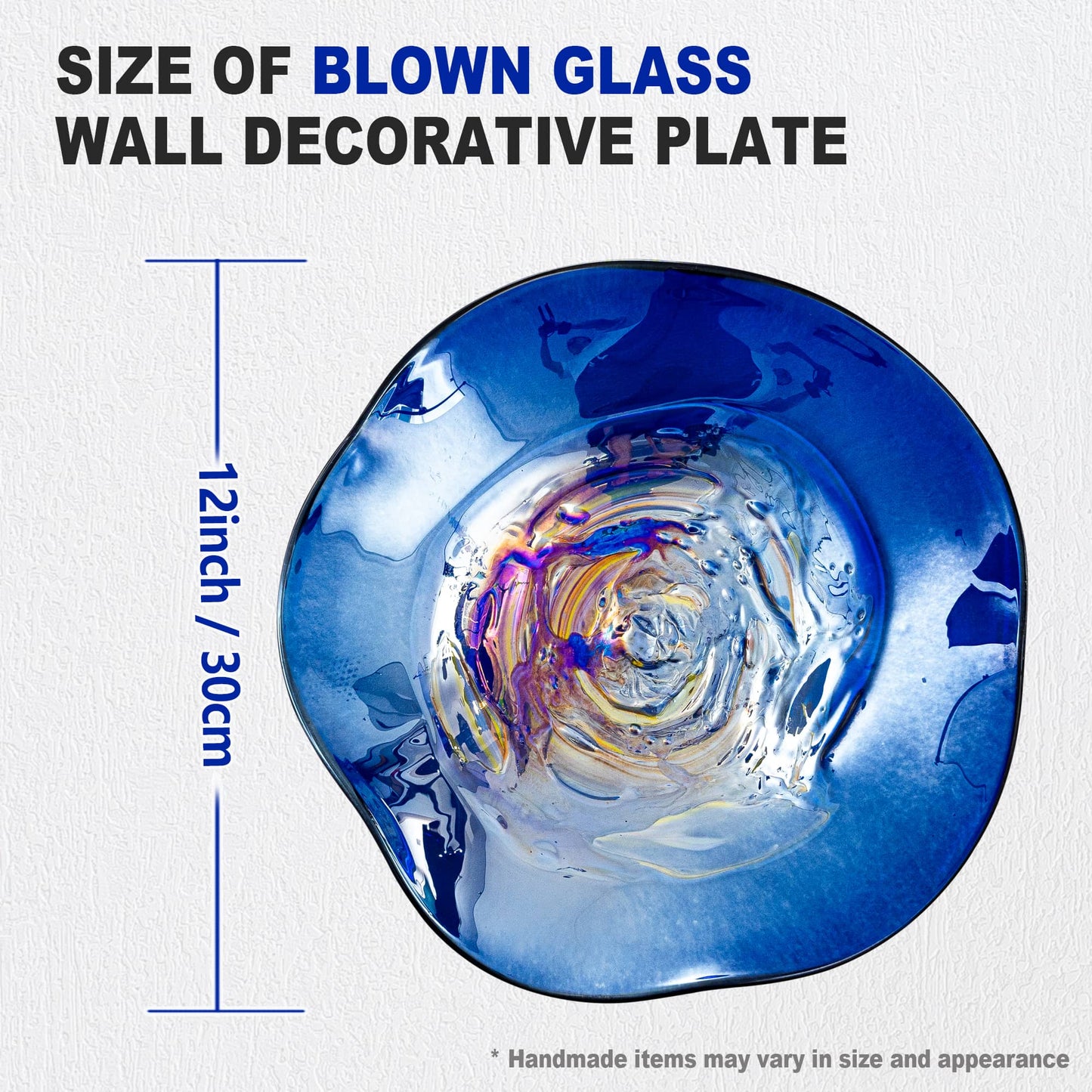 Iridescent Cobalt Murano Glass Wall Plates