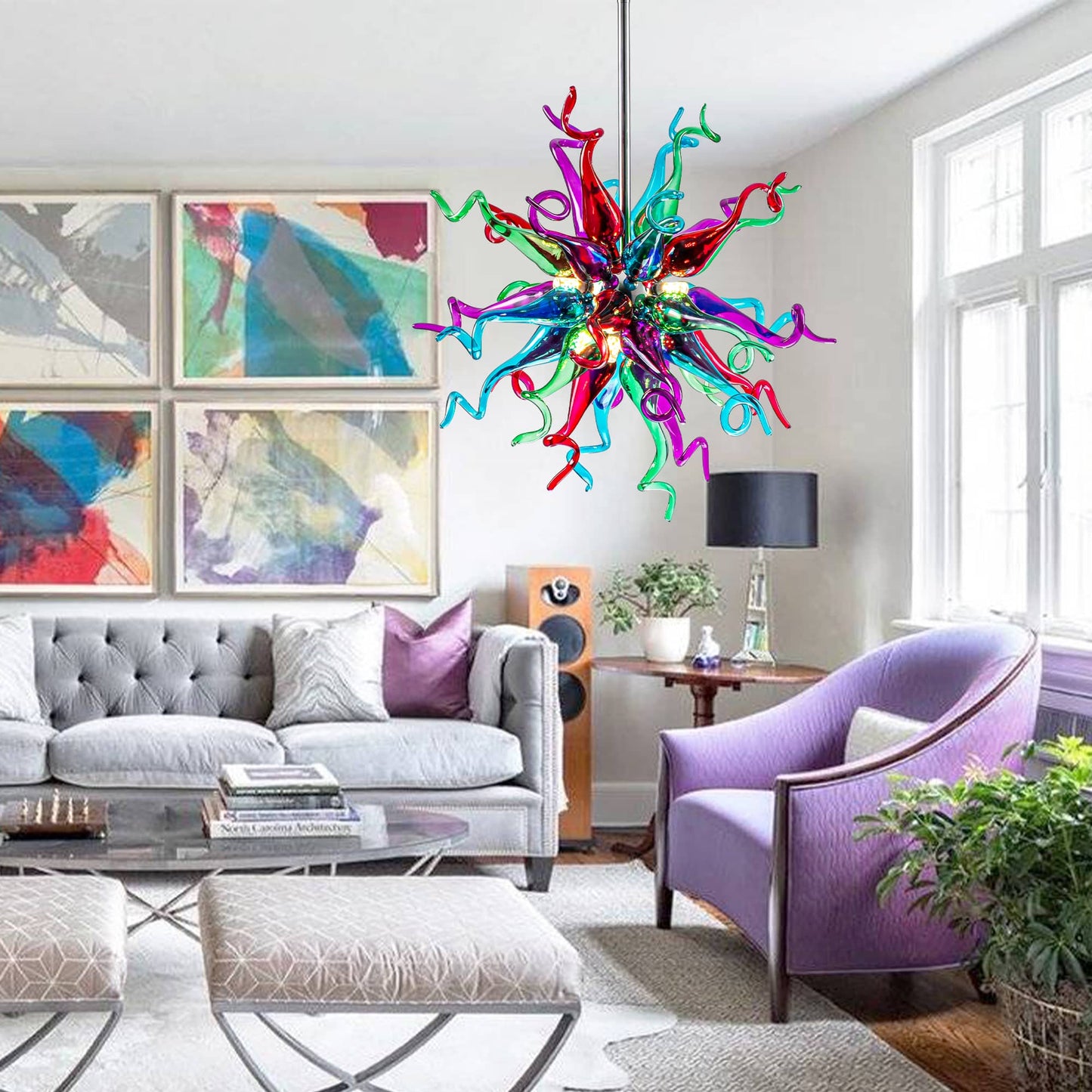 Multi Colors Sputnik Blown Glass Chandelier