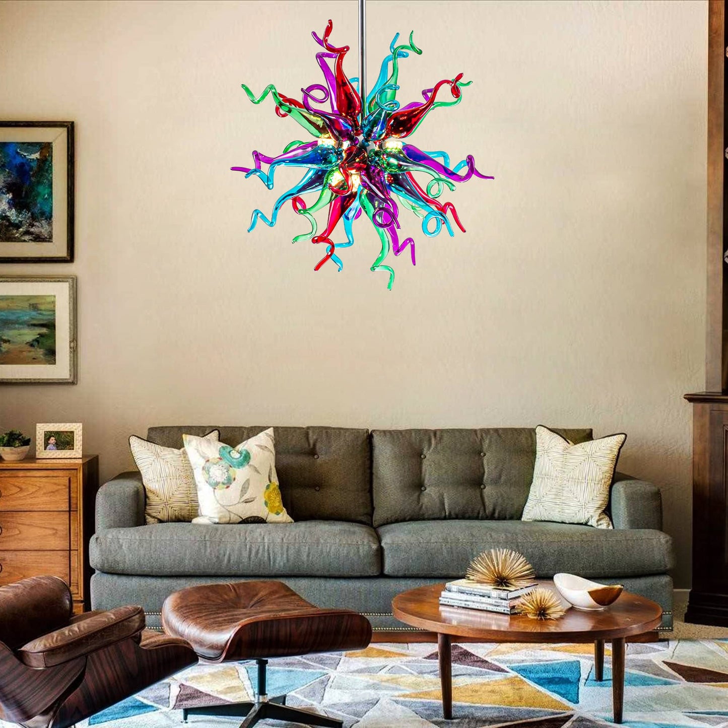 Multi Colors Sputnik Blown Glass Chandelier